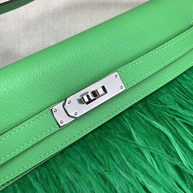 Hermes original chamkila leather kelly elan KE0028-2 vert comics