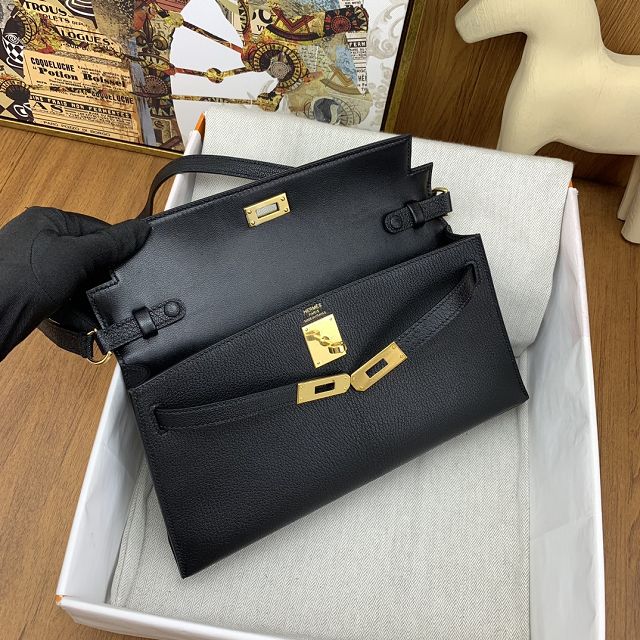 Hermes original chamkila leather kelly elan KE0028-5 black