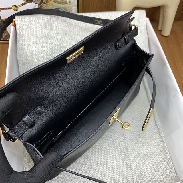 Hermes original chamkila leather kelly elan KE0028-5 black