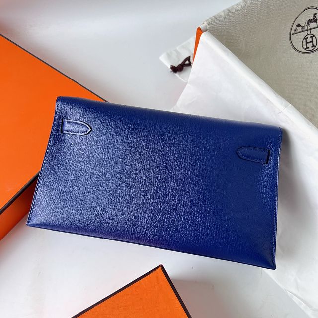 Hermes original chamkila leather kelly elan KE0028-5 blue electrique