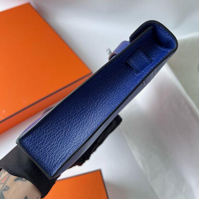 Hermes original chamkila leather kelly elan KE0028-5 blue electrique