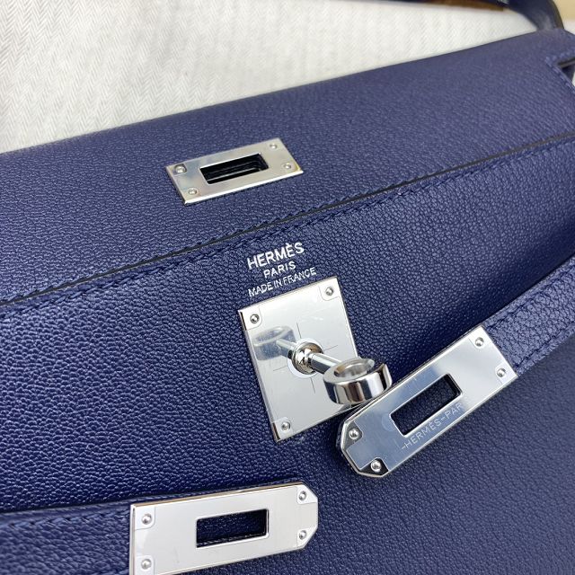 Hermes original chamkila leather kelly elan KE0028-5 blue sapphire