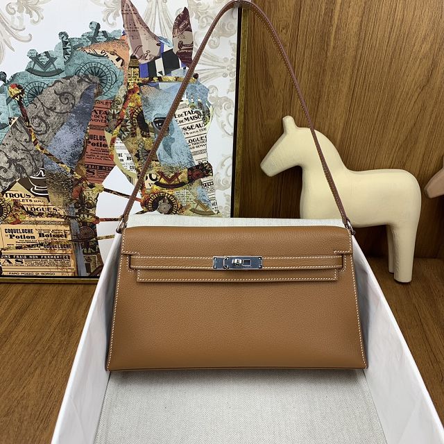 Hermes original chamkila leather kelly elan KE0028-5 gold brown