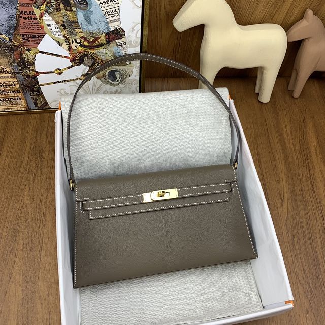 Hermes original chamkila leather kelly elan KE0028-5 grey etoupe