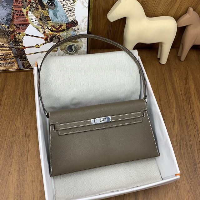 Hermes original chamkila leather kelly elan KE0028-5 grey etoupe