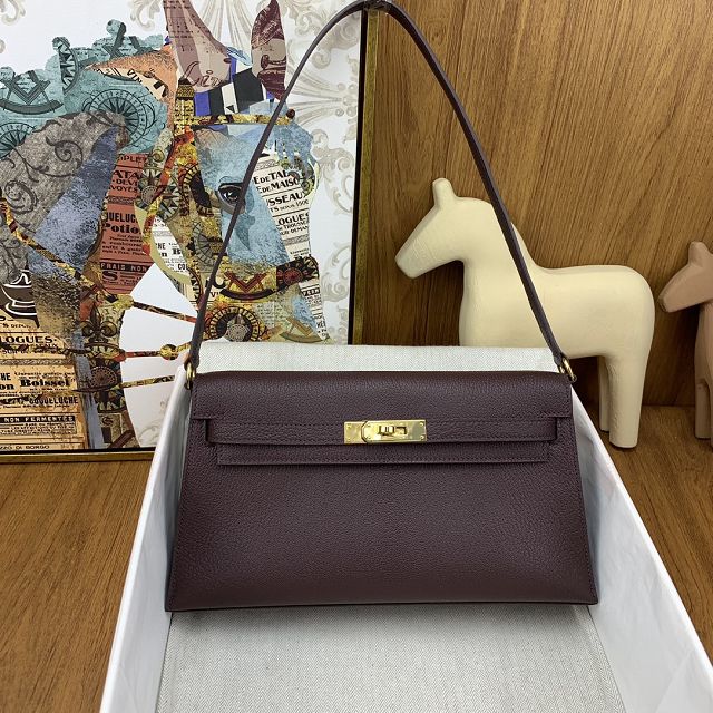 Hermes original chamkila leather kelly elan KE0028-5 rouge sellier