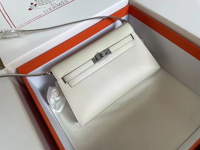 Hermes original chamkila leather kelly elan KE0028-5 white