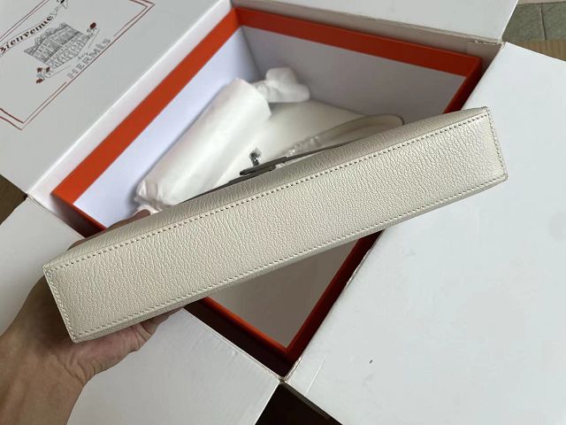 Hermes original chamkila leather kelly elan KE0028-5 white