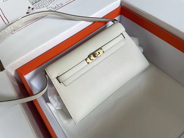 Hermes original chamkila leather kelly elan KE0028-5 white