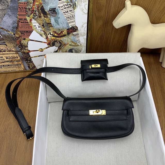 Hermes original swift leather kelly moove bag KM0019 black