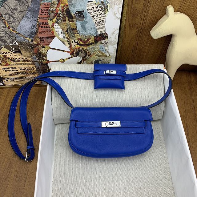 Hermes original swift leather kelly moove bag KM0019 blue 