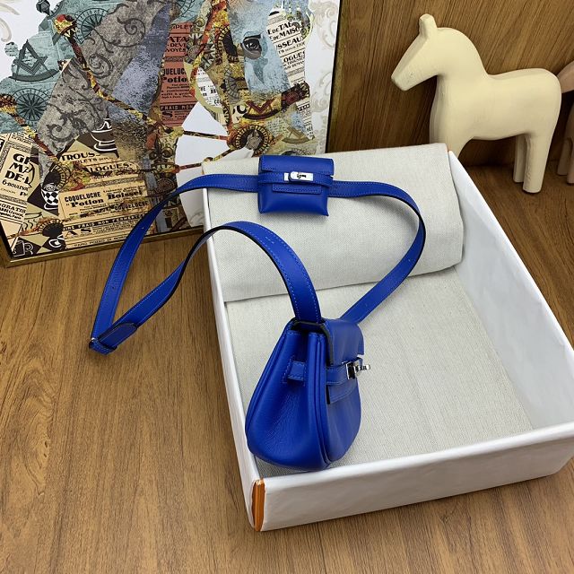 Hermes original swift leather kelly moove bag KM0019 blue 