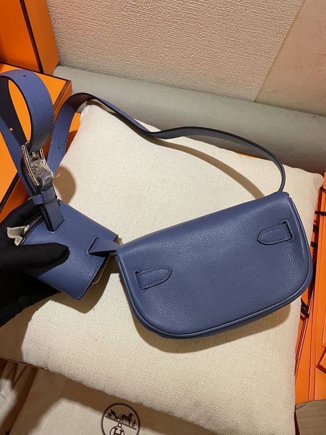 Hermes original swift leather kelly moove bag KM0019 blue brighton