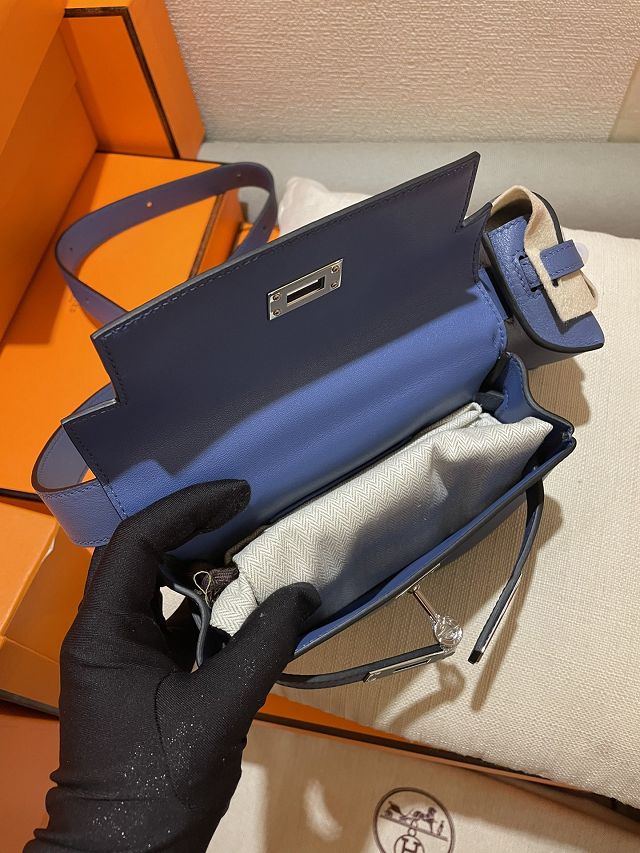 Hermes original swift leather kelly moove bag KM0019 blue brighton