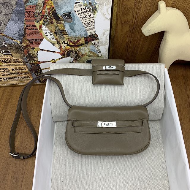 Hermes original swift leather kelly moove bag KM0019 grey etoupe