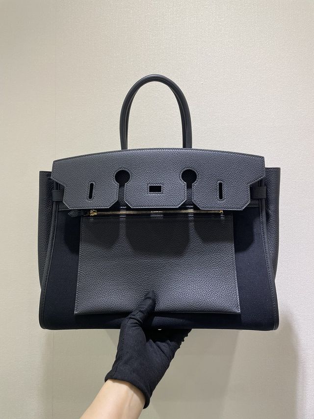 Hermes original togo leather inside out birkin bag BK0350 black