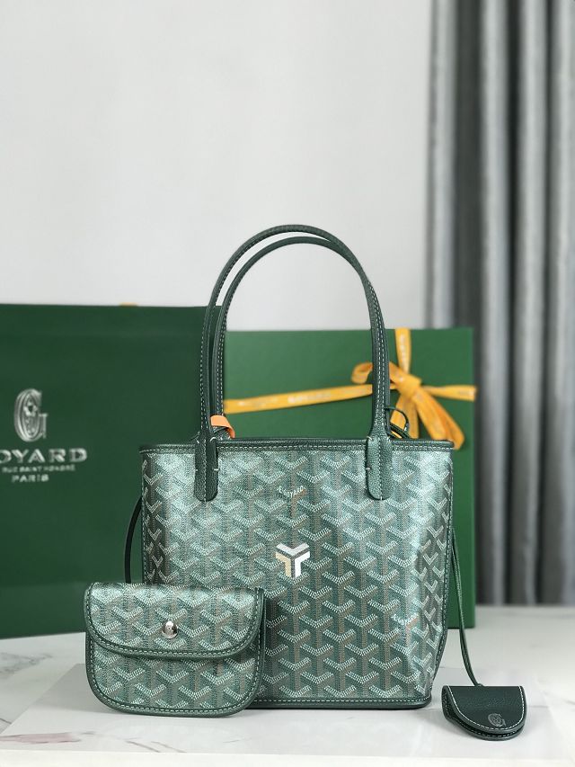 Goyard original calfskin&canvas reversible anjou mini bag GY0086 pearly green