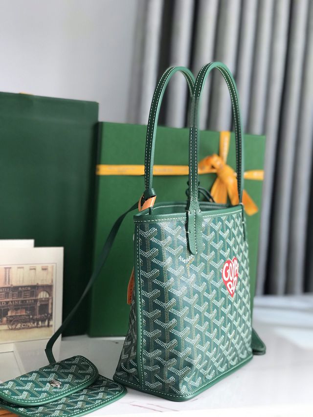 Goyard original calfskin&canvas reversible anjou mini bag GY0086-2 green