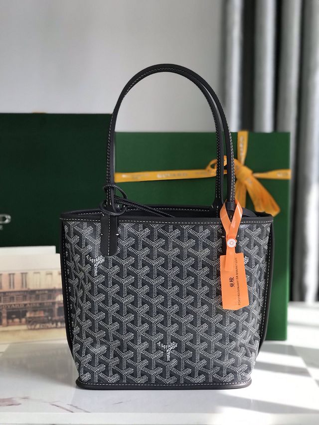 Goyard original calfskin&canvas reversible anjou mini bag GY0086-2 grey