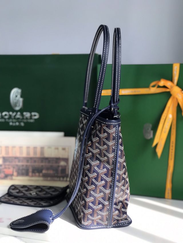 Goyard original calfskin&canvas reversible anjou mini bag GY0086-2 navy blue