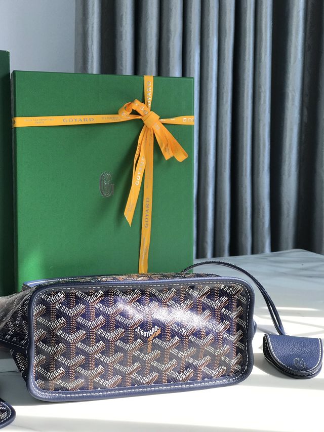 Goyard original calfskin&canvas reversible anjou mini bag GY0086-2 navy blue