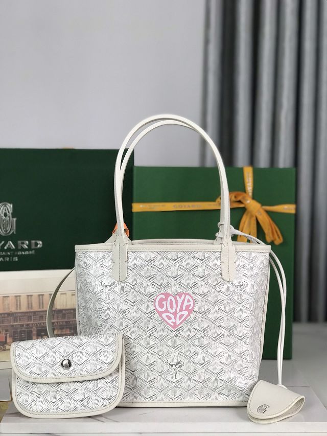 Goyard original calfskin&canvas reversible anjou mini bag GY0086-2 white