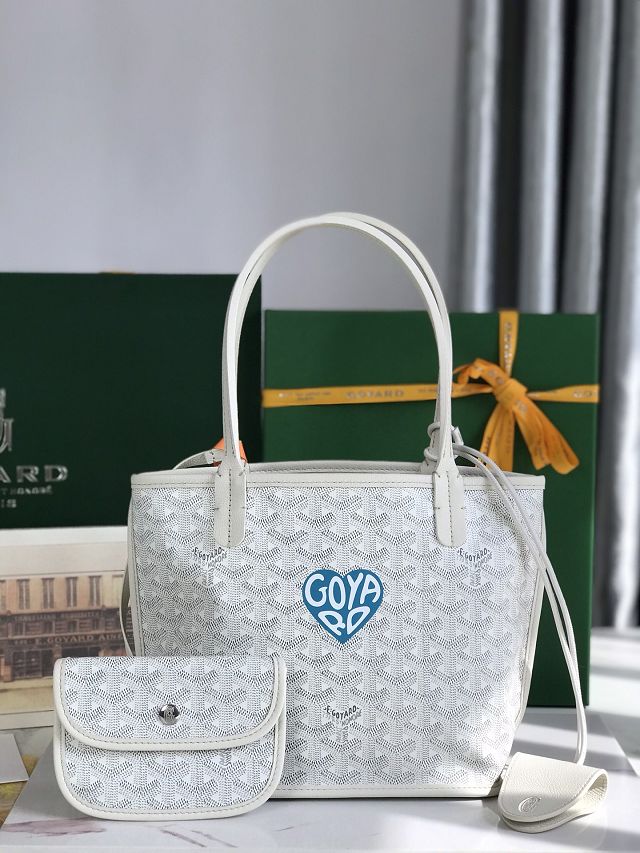 Goyard original calfskin&canvas reversible anjou mini bag GY0086-2 white