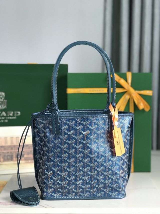 Goyard original calfskin&canvas reversible anjou mini bag GY0086 pearly blue