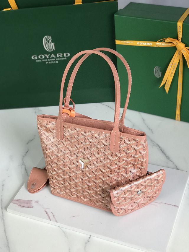 Goyard original calfskin&canvas reversible anjou mini bag GY0086 pearly pink