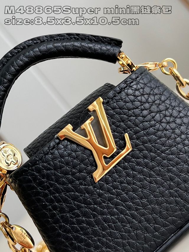 Louis vuitton original calfskin capucines micro bag M02132 black