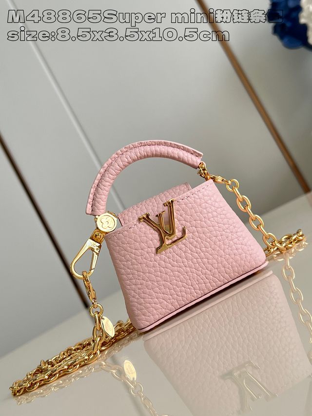 Louis vuitton original calfskin capucines micro bag M02132 pink