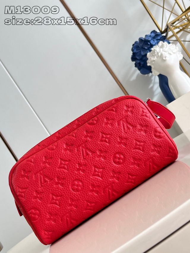 Louis vuitton original calfskin dopp kit toilet pouch M13009 red