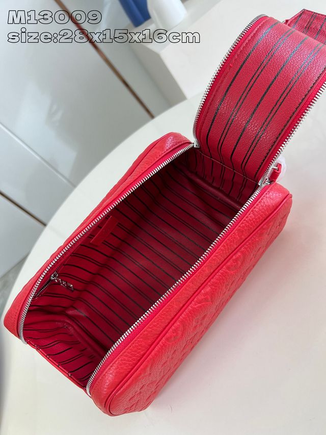 Louis vuitton original calfskin dopp kit toilet pouch M13009 red