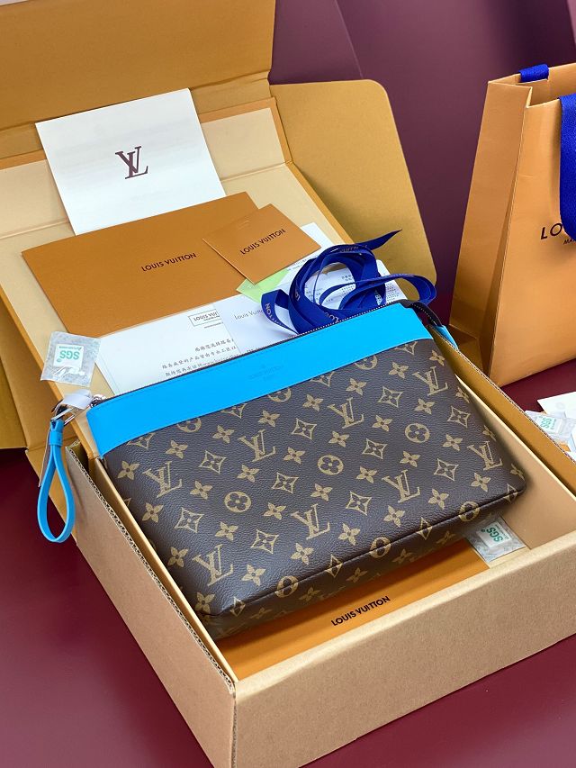 Louis vuitton original monogram canvas pochette voyage souple M13199 blue