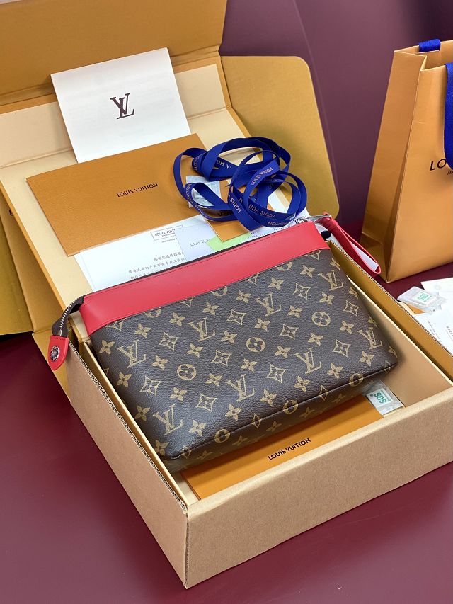 Louis vuitton original monogram canvas pochette voyage souple M13199 red