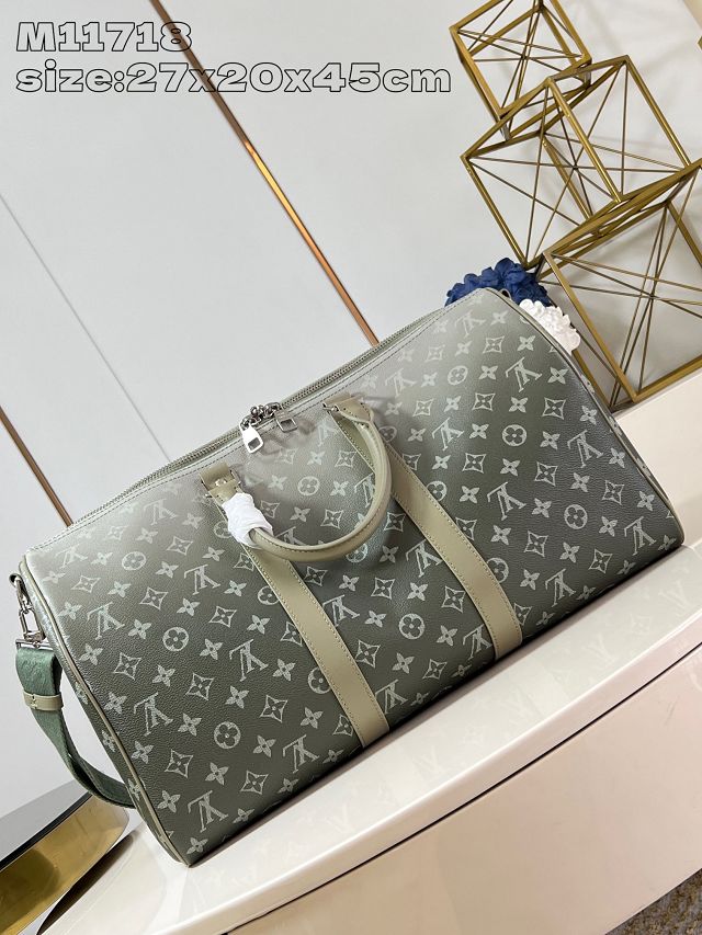 Louis vuitton original monogram canvas keepall 45 M11718 green