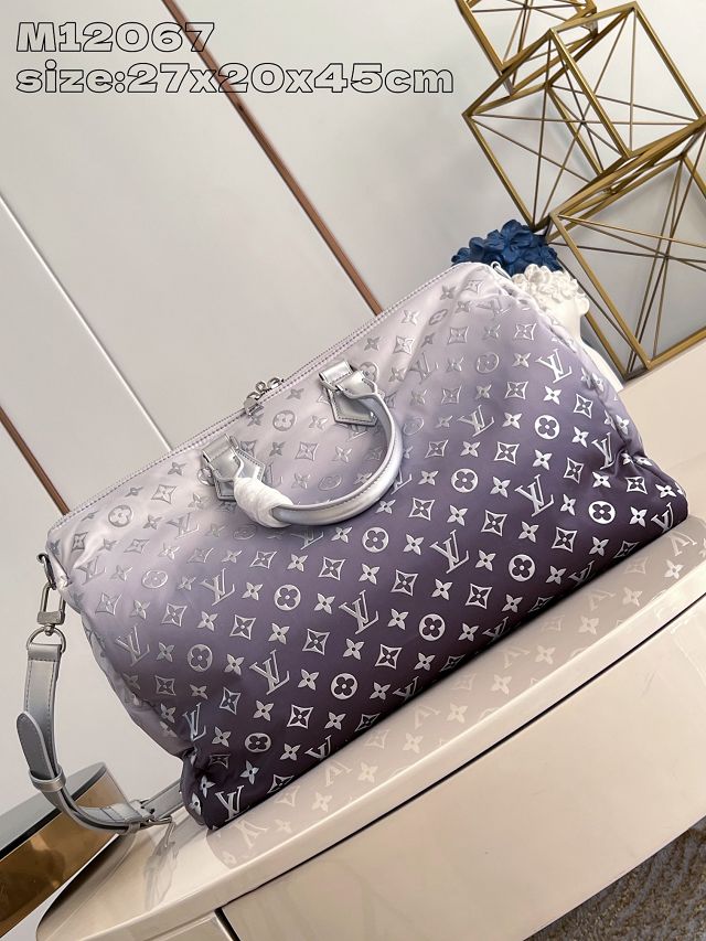 Louis vuitton original monogram nylon keepall 45 M12067 gradient silver