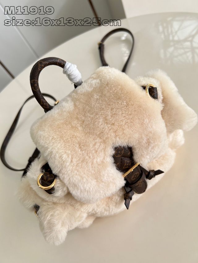 Louis vuitton original shearling nano teddy backpack M11919 white