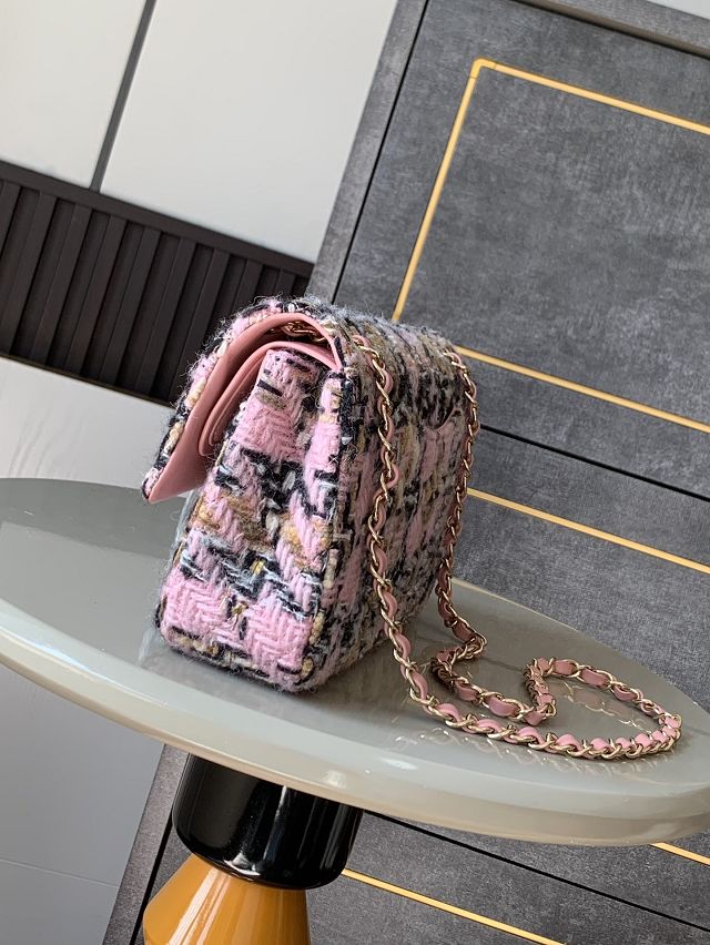 CC original tweed medium flap bag A01112 pink