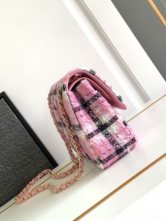 CC original tweed medium flap bag A01112 pink&black