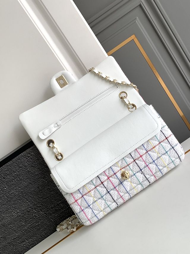 CC original tweed medium flap bag A01112 white