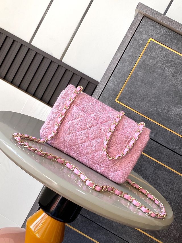 CC original tweed mini flap bag A69900 pink