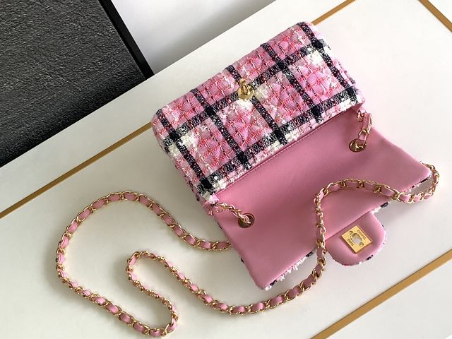 CC original tweed mini flap bag A69900 pink&black