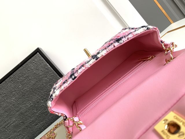 CC original tweed mini flap bag A69900 pink&black