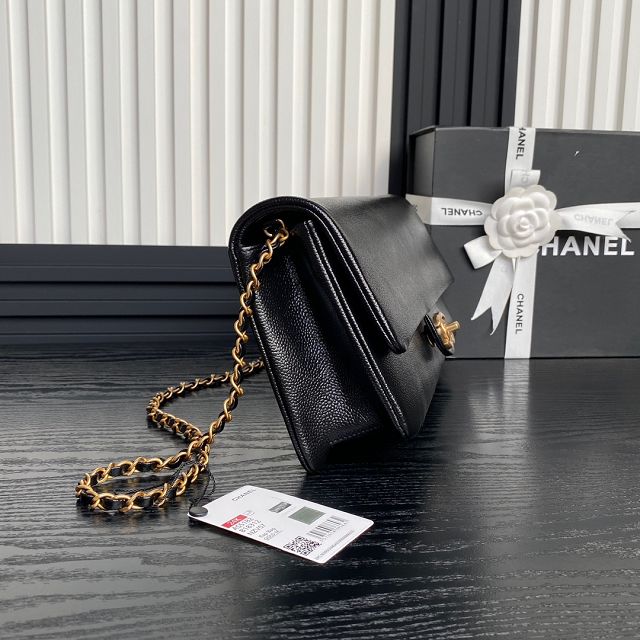 CC original grained calfskin flap bag AS5182 black