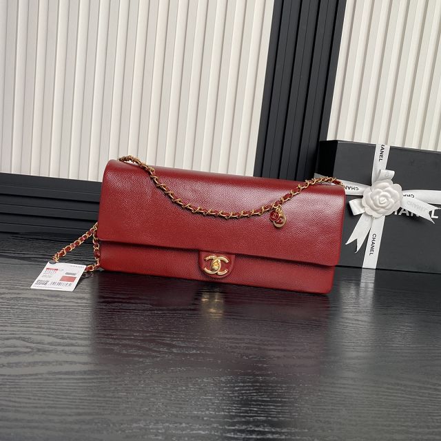 CC original grained calfskin flap bag AS5182 red