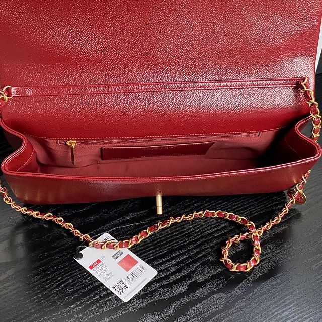 CC original grained calfskin flap bag AS5182 red