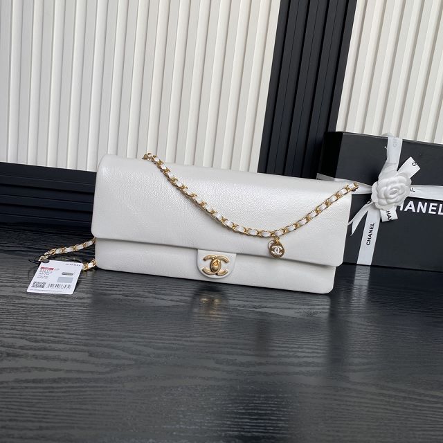 CC original grained calfskin flap bag AS5182 white