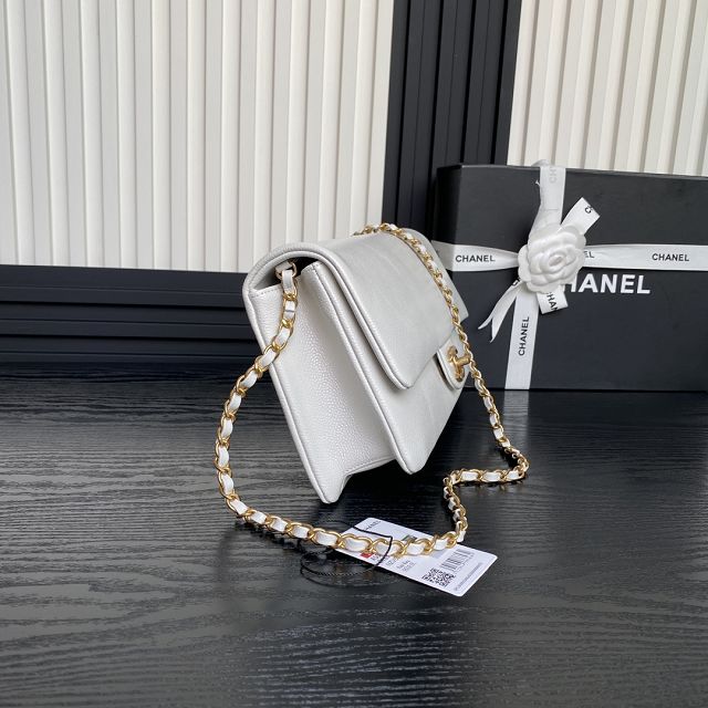 CC original grained calfskin flap bag AS5182 white