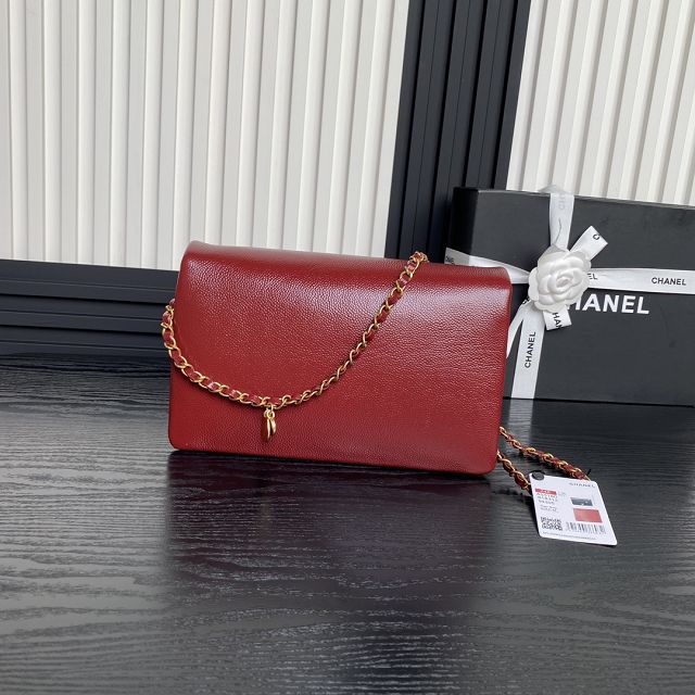 CC original grained calfskin medium flap bag AS5180 red